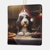 Bernedoodle Weihnachtskost Feiertag Keramikornament (Links)