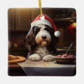 Bernedoodle Weihnachtskost Feiertag Keramikornament (Vorderseite)