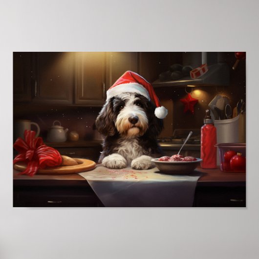 Bernedoodle Weihnachtskost Feiertag Poster (Vorne)