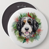 Bernedoodle Weihnachtsmann Festliche Jungfrau Button (Vorne & Hinten)