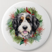 Bernedoodle Weihnachtsmann Festliche Jungfrau Button (Vorderseite)