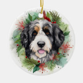 Bernedoodle Weihnachtsmann Festliche Jungfrau Keramik Ornament (Vorne)