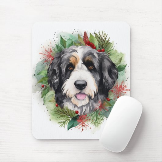 Bernedoodle Weihnachtsmann Festliche Jungfrau Mousepad (Mit Mouse)