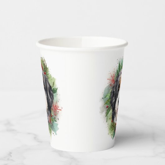 Bernedoodle Weihnachtsmann Festliche Jungfrau Pappbecher (Links)