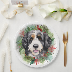 Bernedoodle Weihnachtsmann Festliche Jungfrau Pappteller