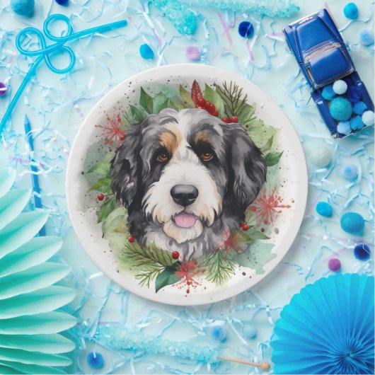 Bernedoodle Weihnachtsmann Festliche Jungfrau Pappteller (Party)