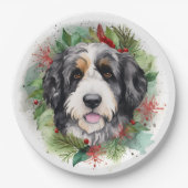 Bernedoodle Weihnachtsmann Festliche Jungfrau Pappteller (Vorderseite)