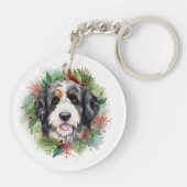 Bernedoodle Weihnachtsmann Festliche Jungfrau Schlüsselanhänger (Rückseite)