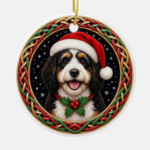 Bernedoodle Weihnachtsmannmütze Celtic Knot Weihna Keramik Ornament