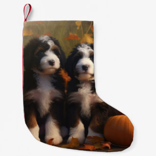 Bernedoodle-Welpe Herbstfreude Kürbis Kleiner Weihnachtsstrumpf