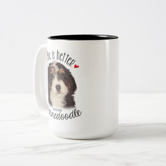 Bernedoodle zwei Ton 15oz Tasse (Vorderseite Links)