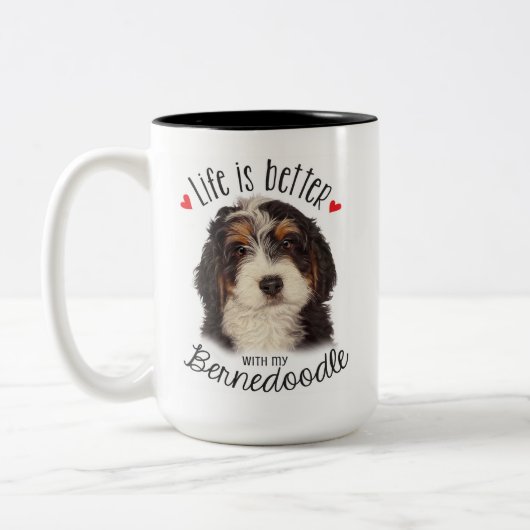Bernedoodle zwei Ton 15oz Tasse (Links)