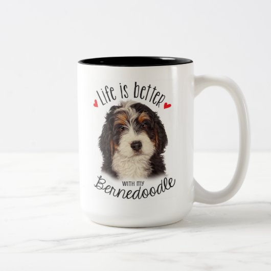 Bernedoodle zwei Ton 15oz Tasse (Rechts)