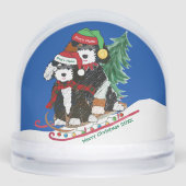 Bernedoodles Christmas Sled Bringing Zuhause Tree Schneekugeln (Vorderseite)