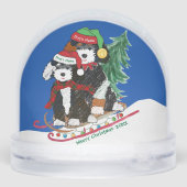 Bernedoodles Christmas Sled Bringing Zuhause Tree Schneekugeln (Rückseite)