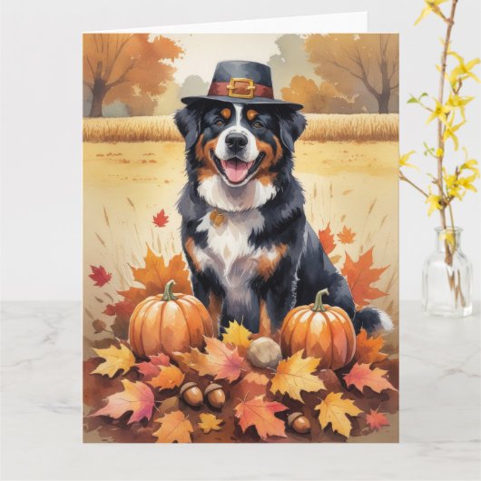 Berner Berg im Herbst belebt Erntedank Art Karte (Gelbe Blume)