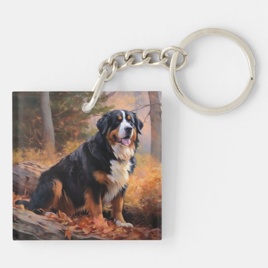 Berner Berg im Herbst Leaves Fall Inspiriert Schlüsselanhänger (Rückseite)