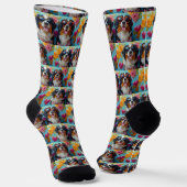 Berner Berg mit Herz-Rose Valentinstag Socken (Gewinkelt)
