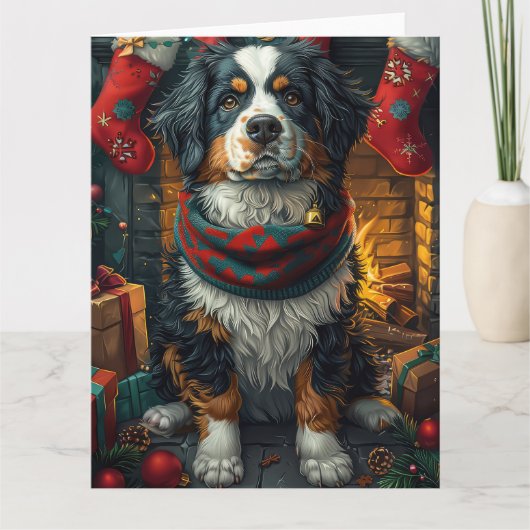 Berner Berg mit Weihnachtsgeschenke Feuerplatz Karte (Vorderseite)