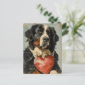 Berner Berghund Valentinstag Postkarte (Stehend Vorderseite)