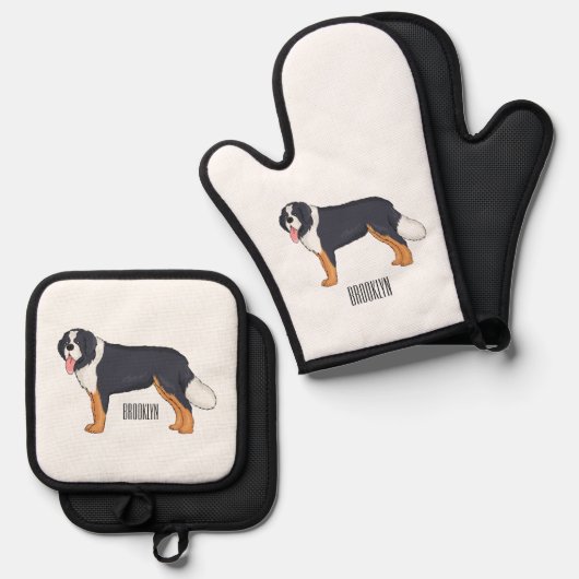 Berner Cartoon Ofenhandschuh & Topflappen-Set (Vorderseite/Rückseite)