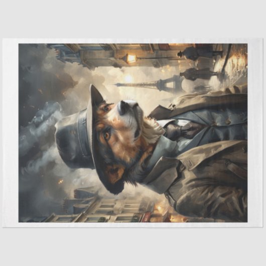 Berner Hund als Detektiv in Paris Seidenpapier (Vorderseite)