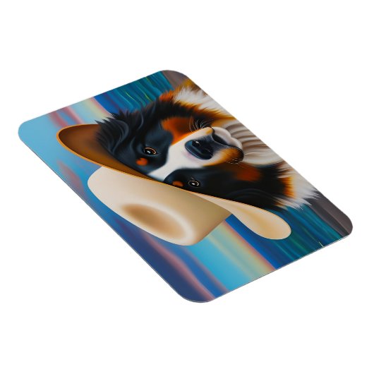 Berner Hund am Strand Magnet (Rechte Seite)