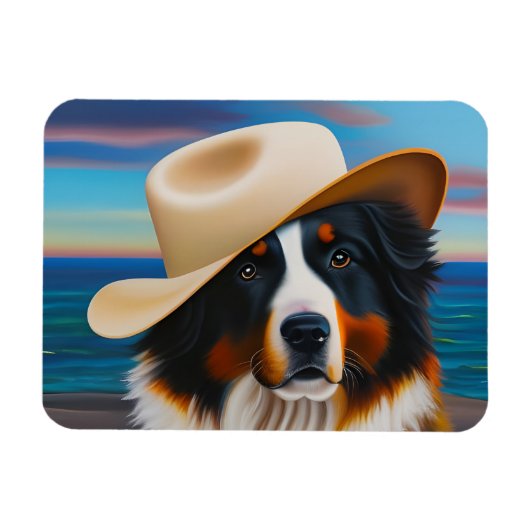 Berner Hund am Strand Magnet (Horizontal)