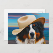 Berner Hund am Strand Postkarte (Vorne/Hinten)