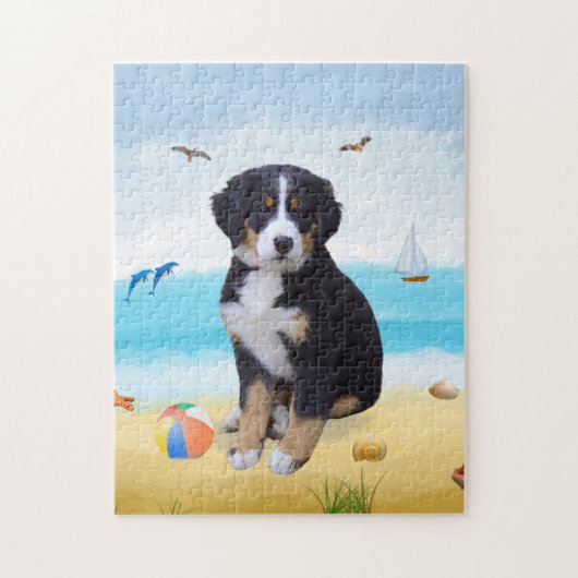 Berner Hund am Strand Puzzle (Vertikal)