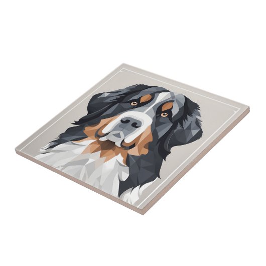 Berner Hund auf grauem Hintergrund Fliese (Seite)