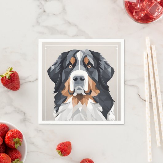 Berner Hund auf grauem Hintergrund Serviette (Beispiel)