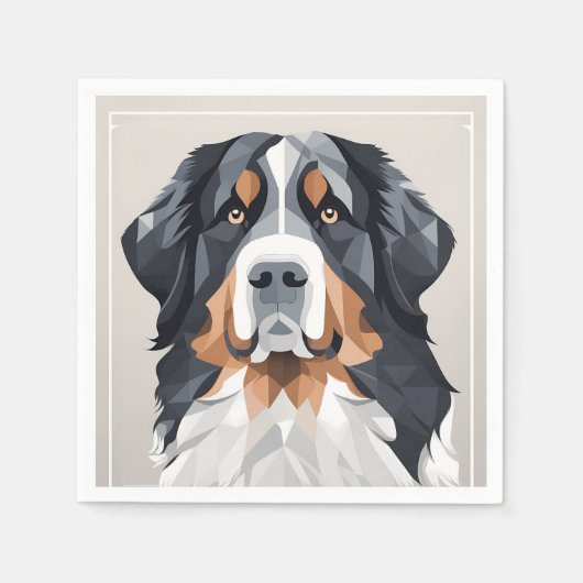 Berner Hund auf grauem Hintergrund Serviette (Vorderseite)
