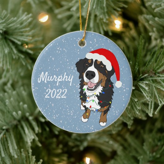 Berner Hund individuell anpassbar Keramik Ornament (Baum)