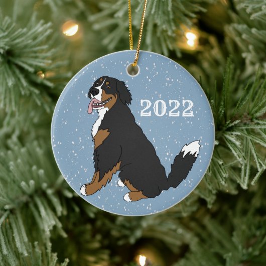Berner Hund individuell anpassbar Keramik Ornament (Baum)