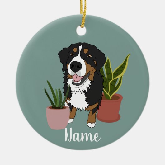 Berner Hund individuell anpassbar Keramik Ornament (Vorne)