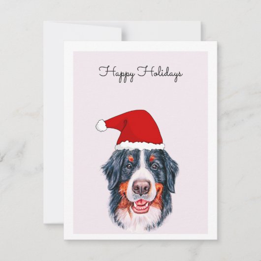 Berner Hund mit Weihnachtsmannmütze Card (Vorderseite)