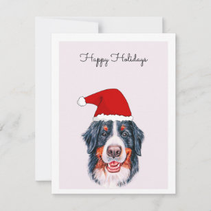 Berner Hund mit Weihnachtsmannmütze Card