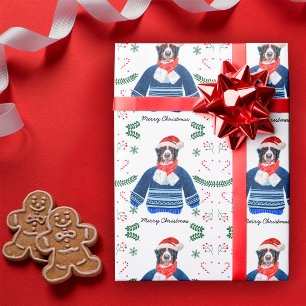 Berner Hund mit Weihnachtspullover Festlich Geschenkpapier