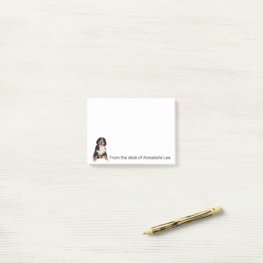 Berner Hund personalisieren Post-it Klebezettel (Auf Schreibtisch)