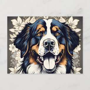 Berner Hund und Blume Postkarte
