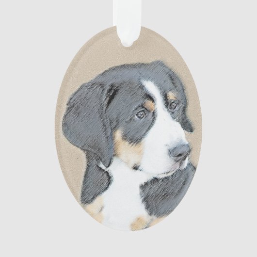 Berner Hund Welpenmalerei - Original Kunst Ornament (Vorderseite)