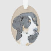 Berner Hund Welpenmalerei - Original Kunst Ornament (Rückseite)