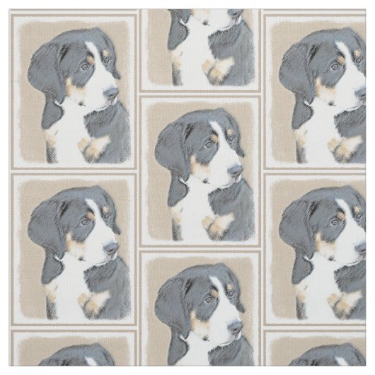 Berner Hund Welpenmalerei - Original Kunst Stoff (Muster)