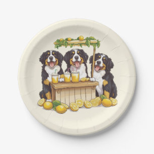 Berner Hunde auf einem Limonade-Stand Pappteller
