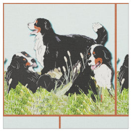 Berner Hunde im Gras Stoff