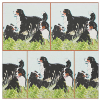 Berner Hunde im Gras Stoff