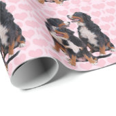 Berner Hunde mit rosa Herzen Geschenkpapier (Rolleneckpunkt)