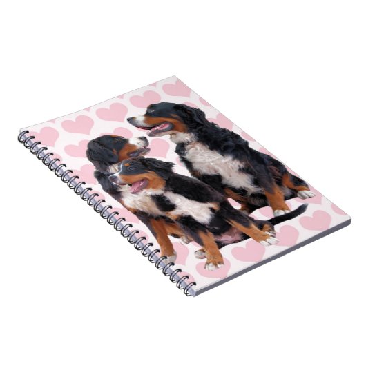 Berner Hunde mit rosa Herzen Notizblock (Rechte Seite)