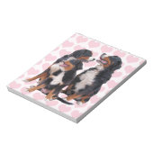 Berner Hunde mit rosa Herzen Notizblock (Rotiert)